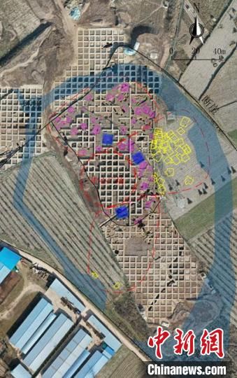 圖為位于甘肅省天水市張家川回族自治縣境內的圪垯川遺址史家類型時期大型環(huán)壕聚落布局。(資料圖) 甘肅省文物局供圖