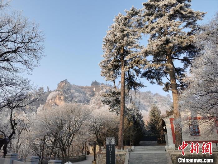 圖為崆峒山霧凇景色美不勝收。　徐振華 攝