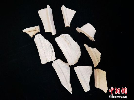 圖為靜寧縣賈河鄉(xiāng)竇坪村出土的彩陶片、紅陶片。 夏劍鋒 攝