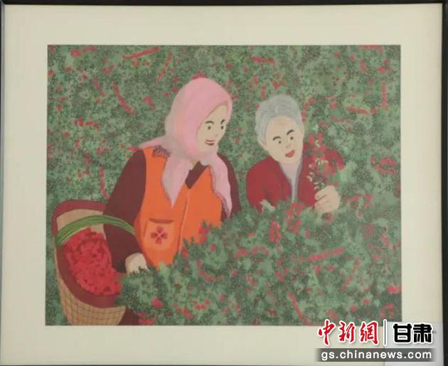 靖遠(yuǎn)縣枸杞種植業(yè)帶動10多萬農(nóng)民脫貧致富。刺繡 王明風(fēng) 繡稿 胡靜