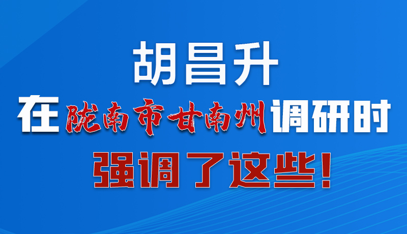 圖解|胡昌升在隴南市甘南州調(diào)研時強(qiáng)調(diào)了這些！