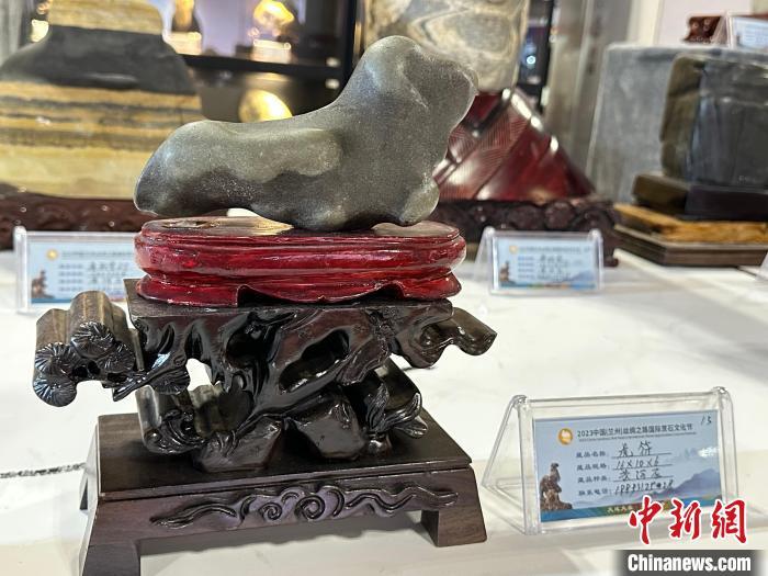 8月3日——7日，2023中國(蘭州)絲綢之路國際賞石文化節(jié)在甘肅國際會展中心舉行。圖為名為《虎符》的黃河石。楊娜 攝</p><p>
