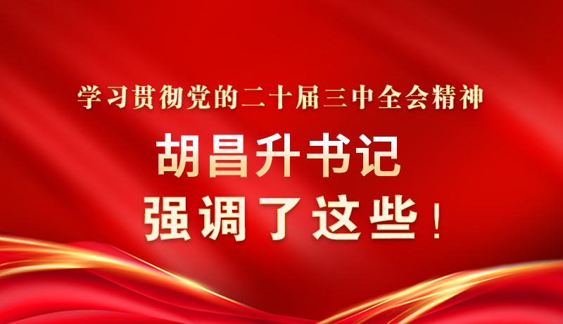 圖解|學(xué)習(xí)貫徹黨的二十屆三中全會精神 胡昌升書記強(qiáng)調(diào)了這些！